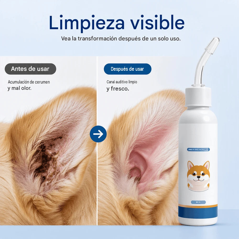 Limpiador de Oidos para Mascotas  I Alivia rápidamente las molestias en los oídos de tu mascota.