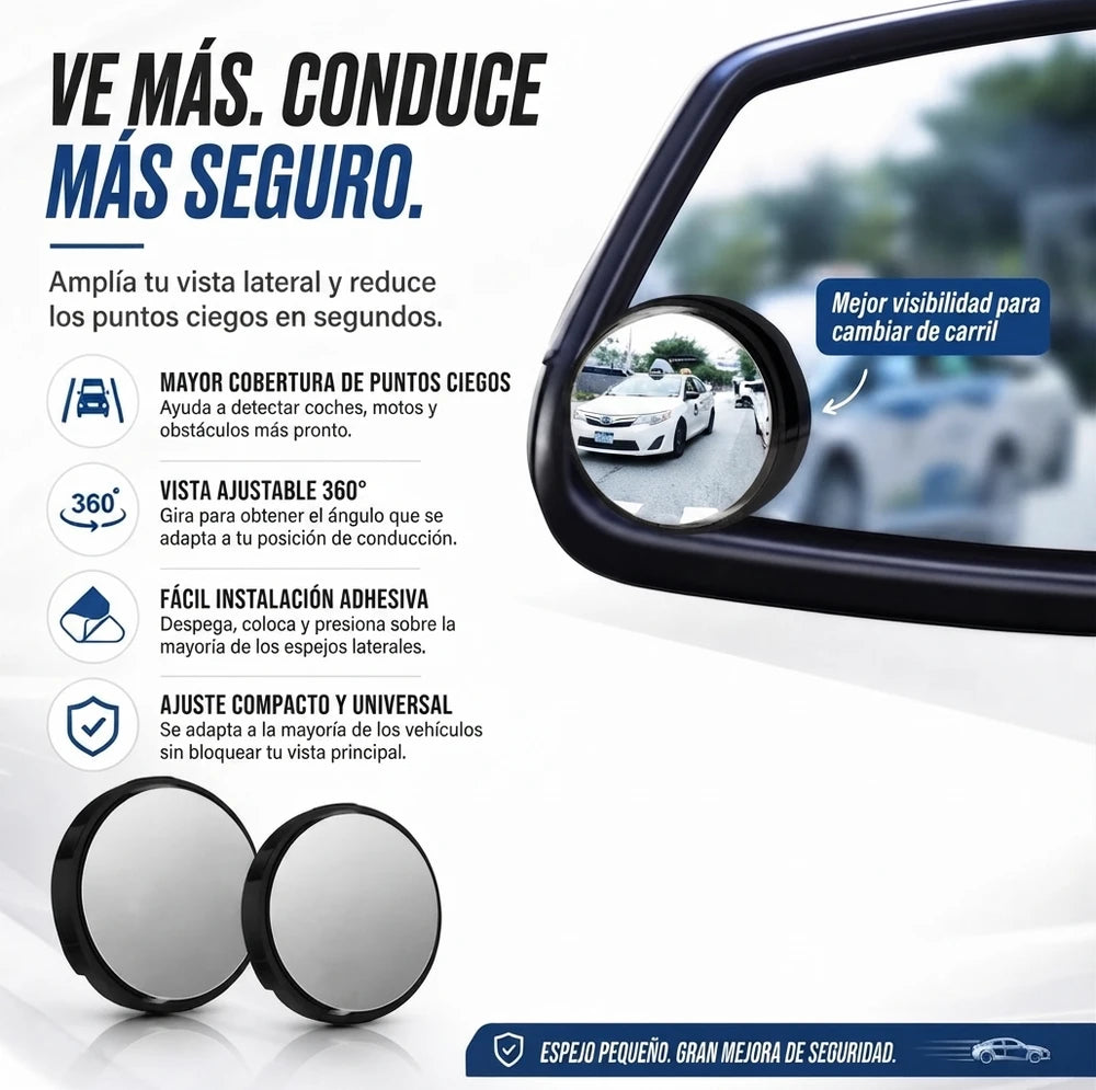 BlindView™| Espejos Convexos Giratorios Para Puntos Ciegos