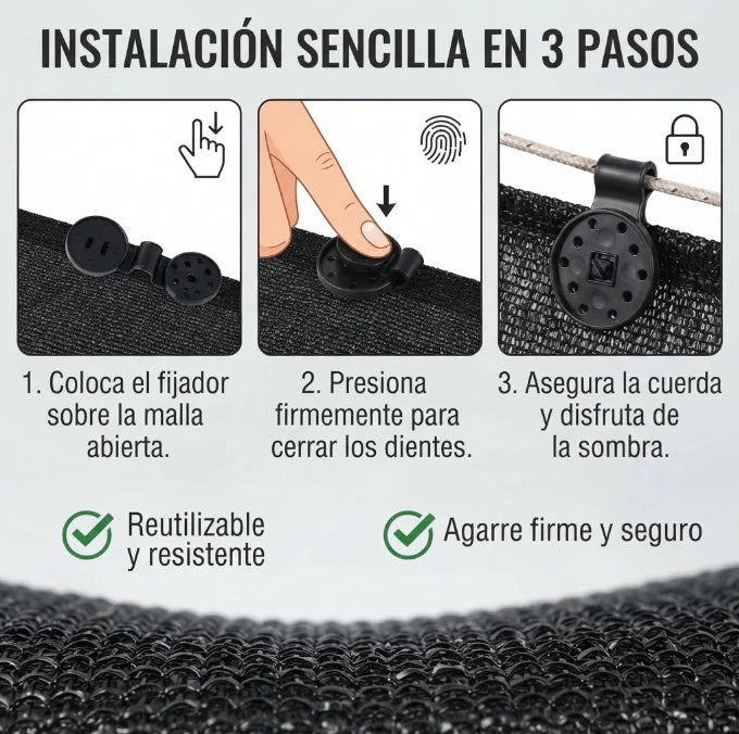 SunGrip™| Clips de Fijación para Media Sombra