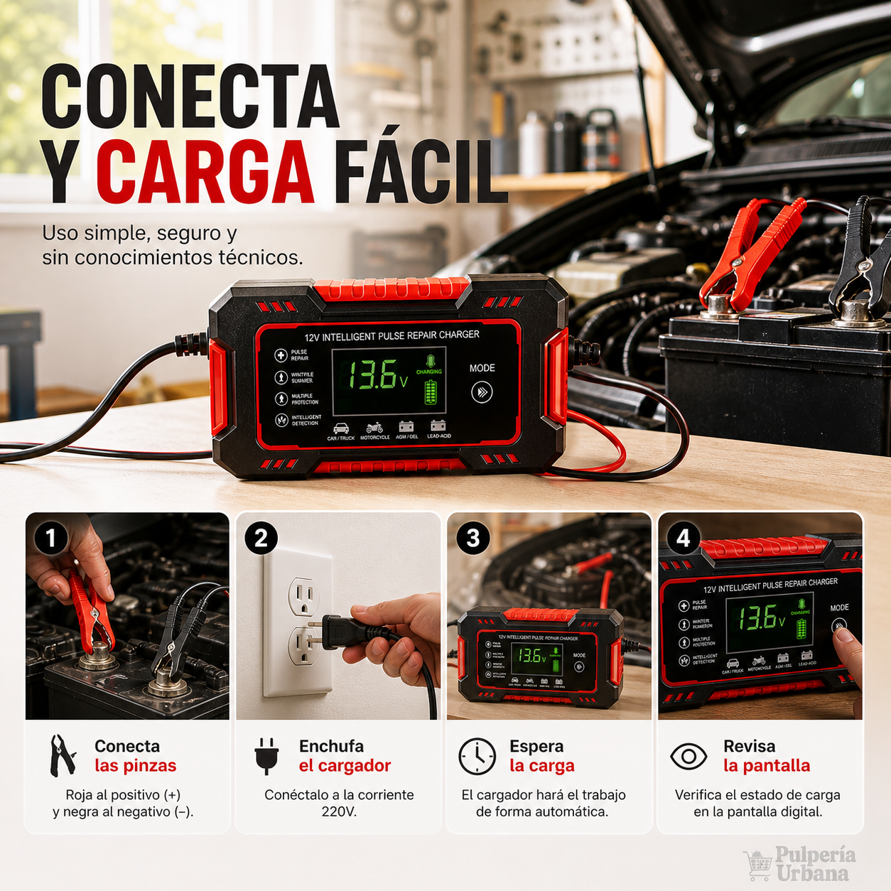 Cargador Reparador Inteligente  de Baterías I 60 dias de garantia