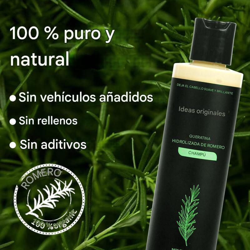 Keratina + Romero + Ortiga + Biotina - Champú Nutritivo y Regenerador para Cabello Grueso y Voluminoso (220 ml) - IdeasLabCo™ - Compre 1 y lleve 1 gratis