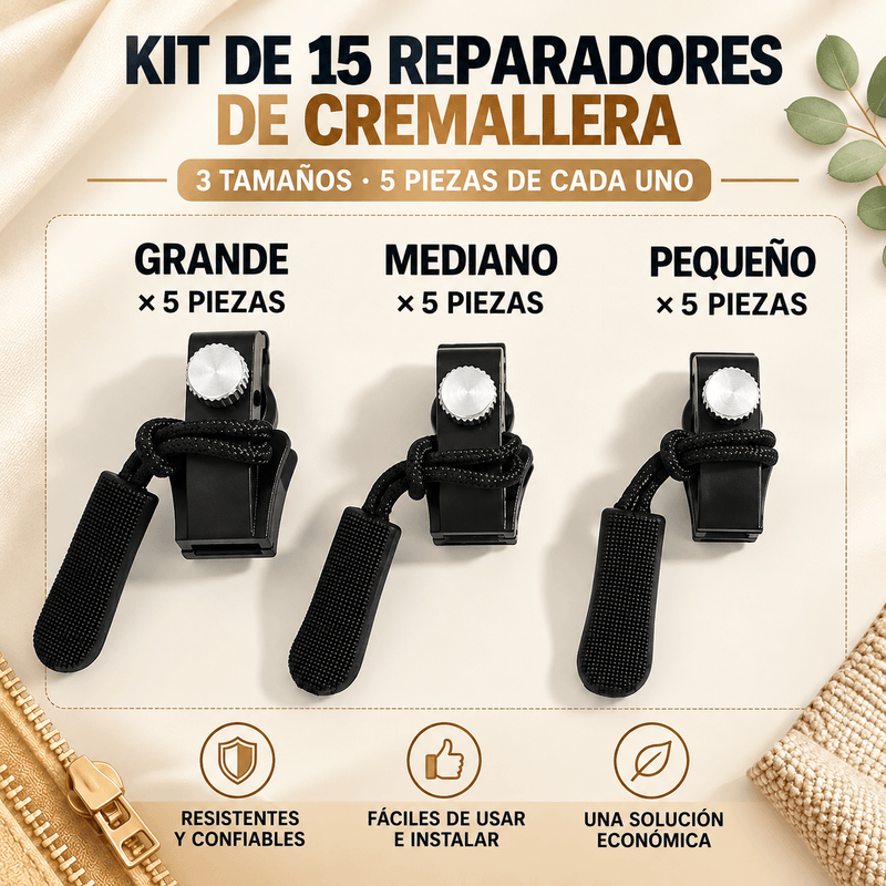 Kit Universal De Reparacion De Cremalleras x 15 Unidades