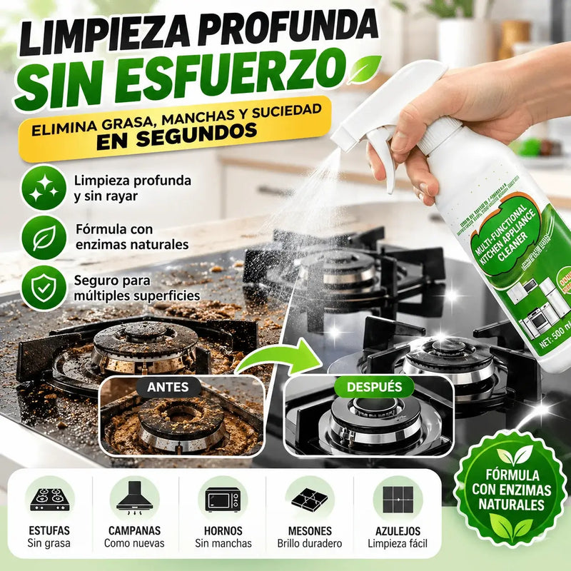Spray limpiador de cocina con enzimas naturales