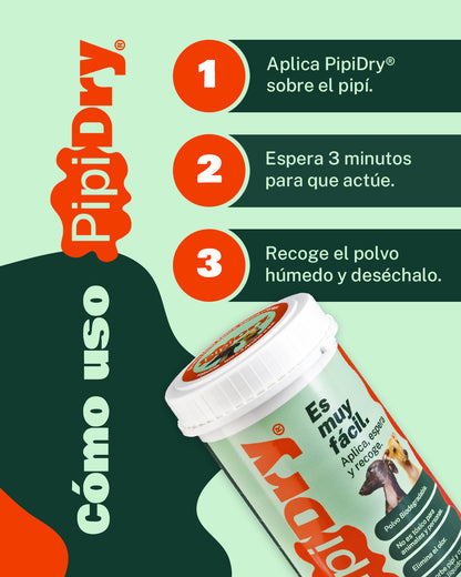 PipiDry® – Elimina el Olor de tu Mascota en Minutos | 300g (Rinde ~2 Meses)