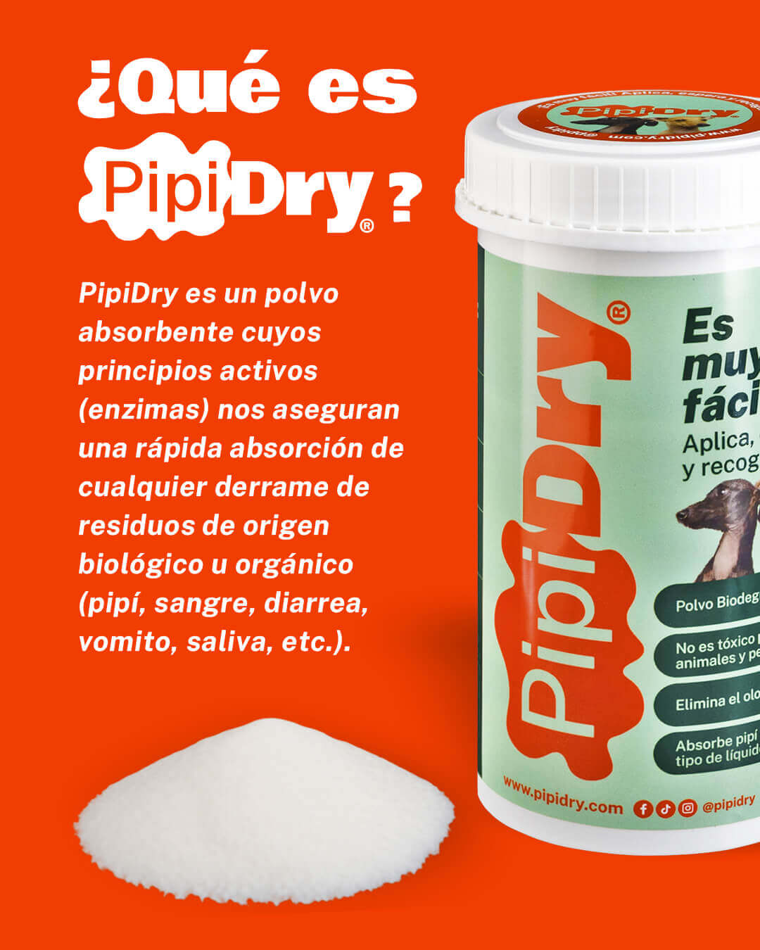 PipiDry® – Elimina el Olor de tu Mascota en Minutos | 300g (Rinde ~2 Meses)